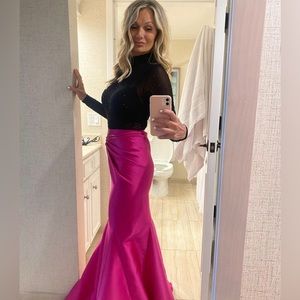 Beautiful floor length hot pink silk skirt.